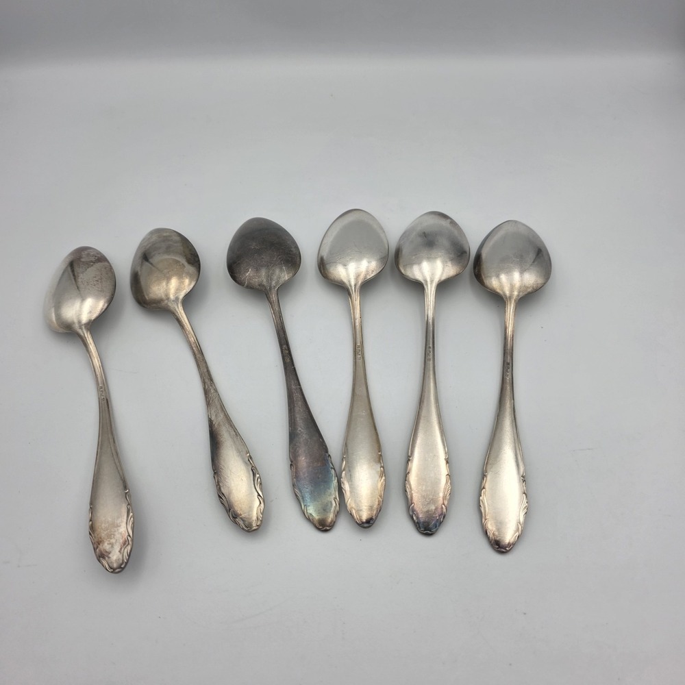 WMF 2200 Germany 6 Dinner Spoons Friodur Scroll Pat 20 Silverplate 8" - Picture 2 of 5